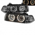 Μπροστινά Φανάρια Set Για Bmw 3 E36 90-99 Sedan / Compact / Touring Angel Eyes Μαύρα H7/H7 Depo - Headlights - Xenon - Bulbs